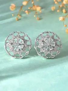 Silvermerc Designs Silver-Plated American Diamond Circular Shaped Studs