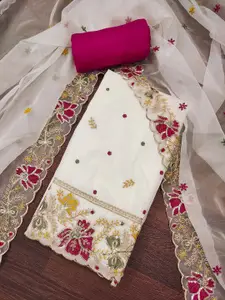 Maroosh Floral Embroidered Sequinned Organza Unstitched Dress Material