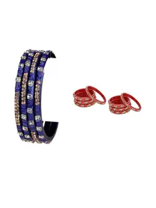 Somil Combo Glass Bangles For Women | Traditional Bangles Set | Daily, Festive & Party, Combo Of 2 Set, Blue, Red
