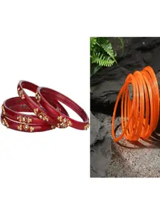 SOMIL Set of 16 Stones Studded Glass Bangles