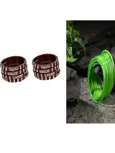 SOMIL Set of 20 Artificial Stones Studded Glass Bangles