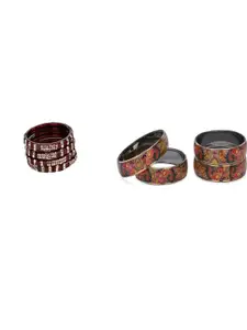 Somil Combo Glass Bangles For Women | Traditional Bangles Set | Daily, Festive & Party, Combo Of 2 Set, Maroon, Multicolor