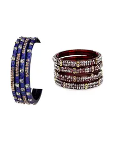 Somil Combo Glass Bangles For Women | Traditional Bangles Set | Daily, Festive & Party, Combo Of 2 Set, Blue, Maroon