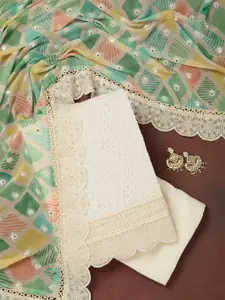 Koskii Floral Embroidered Unstitched Dress Material