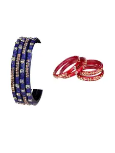 Somil Combo Glass Bangles For Women | Traditional Bangles Set | Daily, Festive & Party, Combo Of 2 Set, Blue, Red