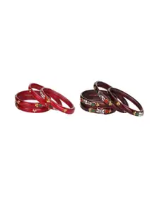 Somil Elegant Combo Glass Bangle Set | Handmade Traditional Chudi For Women | Perfect For Daily & Occasion Use, Combo of 2 Set, Red, Maroon