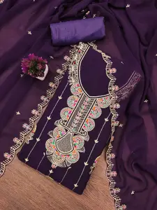 Maroosh Women Embroidered Silk Georgette Unstitched Dress Material