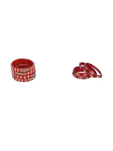 Somil set of 2 red Combo Glass Bangles