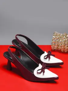 Froh Feet Women Colourblocked Pointed Toe Kitten Sandals