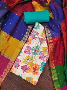 Maroosh Geometric Printed Beads & Stones Modal Cotton Unstitched Dress Material