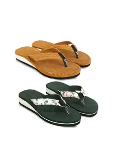 TWO SOFT Women Pack of 2 Pair Printed Thong Flip-Flops