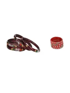 Somil Combo Glass Bangles For Women | Traditional Bangles Set | Daily, Festive & Party, Combo Of 2 Set, Maroon, Red