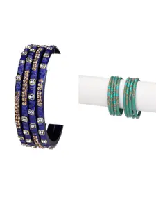 Somil Combo Glass Bangles For Women | Traditional Bangles Set | Daily, Festive & Party, Combo Of 2 Set, Blue, Multicolor