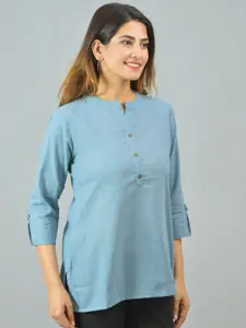 Anouk Rustic Women Solid Mandarin Collar Cotton Kurti