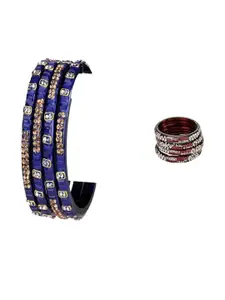 Somil Combo Glass Bangles For Women | Traditional Bangles Set | Daily, Festive & Party, Combo Of 2 Set, Blue, Maroon