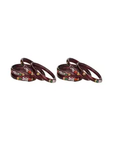 Somil Combo Glass Bangles For Women Combo Of 2 Set, Maroon