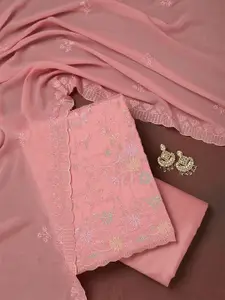 Koskii Floral Embroidered Thread Work Unstitched Dress Material