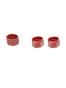 SOMIL Set of 12 Red Glass Artificial Stones Bangles