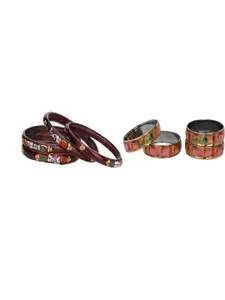 Somil Set Of 8 Alloy Artificial Stones and Beads Bangles