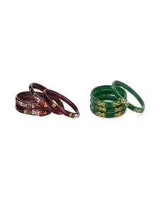 SOMIL Set of 8 Artificial Stones Studded Glass Bangles