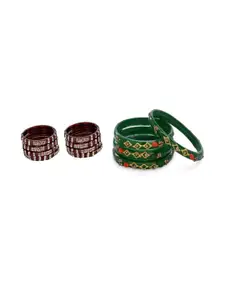 Somil Combo Glass Bangles For Women | Traditional Bangles Set | Daily, Festive & Party, Combo Of 2 Set, Maroon, Green