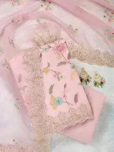 Koskii Floral Embroidered Unstitched Dress Material