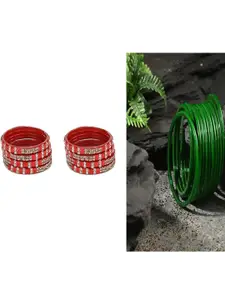 Somil Combo Glass Bangles For Women | Traditional Bangles Set | Daily, Festive & Party, Combo Of 2 Set, Red, Green