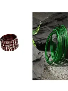 Somil Set of 16 Artiificial Beads & Stone Glass Bangles