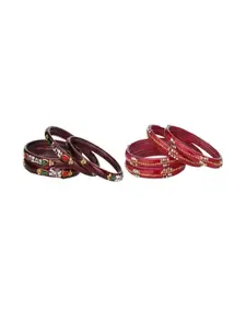 Somil Combo Glass Bangles For Women | Traditional Bangles Set | Daily, Festive & Party, Combo Of 2 Set, Maroon, Red