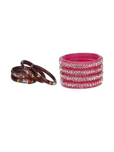 Somil Combo Glass Bangles For Women | Traditional Bangles Set | Daily, Festive & Party, Combo Of 2 Set, Maroon, Pink