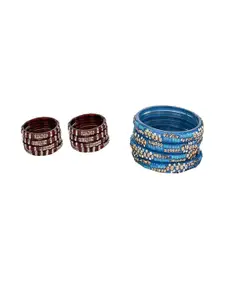 SOMIL Set of 12 Stones Studded Glass Bangles