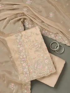 Koskii Floral Embroidered Unstitched Dress Material