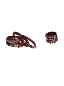 Somil Elegant Women Maroon Pack Of 8 Handmade Traditional Glass Bangle Set