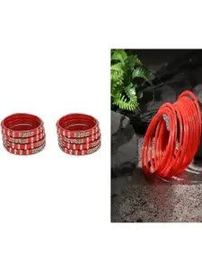 SOMIL Women Pack Of 2 Red Glass Ethnic Handcrafted Traditional Bangle