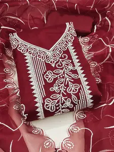 Maroosh Women Ethnic Motifs Embroidered Organza Unstitched Dress Material