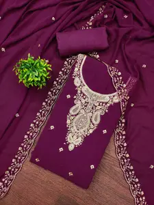 Maroosh Floral Embroidered Sequinned Silk Georgette Unstitched Dress Material