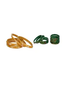 Somil Elegant Combo Glass Bangle Set | Handmade Traditional Chudi For Women | Perfect For Daily & Occasion Use, Combo of 2 Set, Yellow, Green