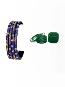 Somil Combo Glass Bangles For Women | Traditional Bangles Set | Daily, Festive & Party, Combo Of 2 Set, Blue, Green