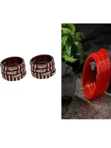 Somil Combo Glass Bangles For Women | Traditional Bangles Set | Daily, Festive & Party, Combo Of 2 Set, Maroon, Red
