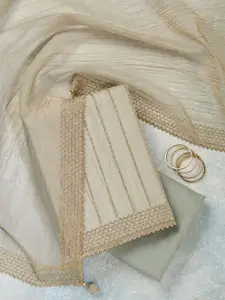 Koskii Stonework Striped Embroidered Tissue Unstitched Dress Material