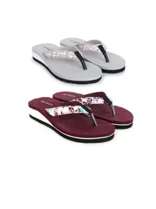 TWO SOFT Women Pack of 2 Thong Flip-Flops