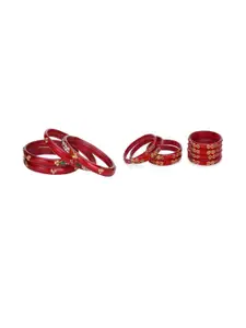 SOMIL Women Pack Of 2 Red Glass Ethnic Handcrafted Traditional Bangle