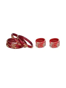 Somil Elegant Combo Glass Bangle Set | Handmade Traditional Chudi For Women | Perfect For Daily & Occasion Use, Combo of 2 Set, Red