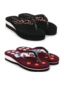 TWO SOFT Women Pack of 2 Thong Flip-Flops