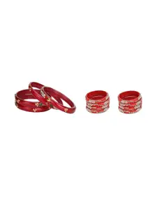 Somil Set Of 12 Alloy Artificial Stones and Beads Glass Bangles