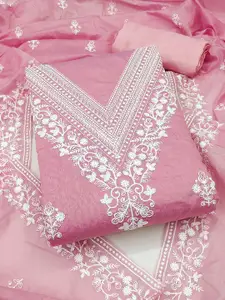 Maroosh Floral Embroidered Chanderi Cotton Unstitched Dress Material