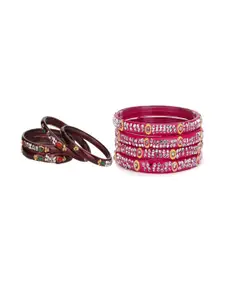 Somil Combo Glass Bangles For Women | Traditional Bangles Set | Daily, Festive & Party, Combo Of 2 Set, Maroon, Pink