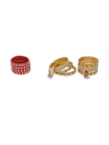 Somil Combo Glass Bangles For Women | Traditional Bangles Set | Daily, Festive & Party, Combo Of 2 Set, Red, Golden