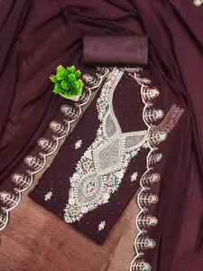 Maroosh Floral Embroidered Beads & Stones Georgette Unstitched Dress Material