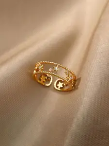Jewels Galaxy Gold-Plated Crystals-Studded Anti-Tarnish Finger Ring